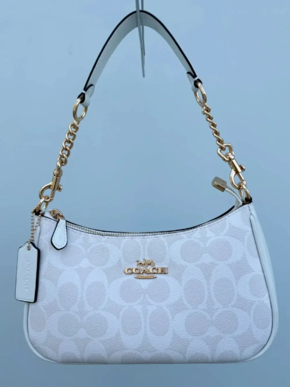 Coach Teri Shoulder Bag White Signature Canvas